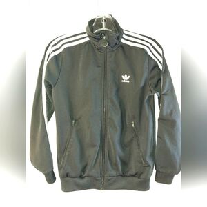 Boys Black w/White Sleeve Stripe Jacket. Size M/10-12